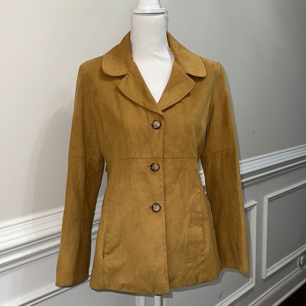Jones New York Faux Suede Camel Color Button Down Blazer size S